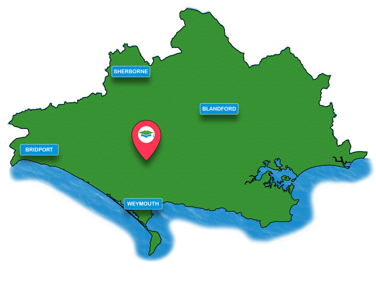 School trip Isle of Wight location map for Cerne Abbas Giant